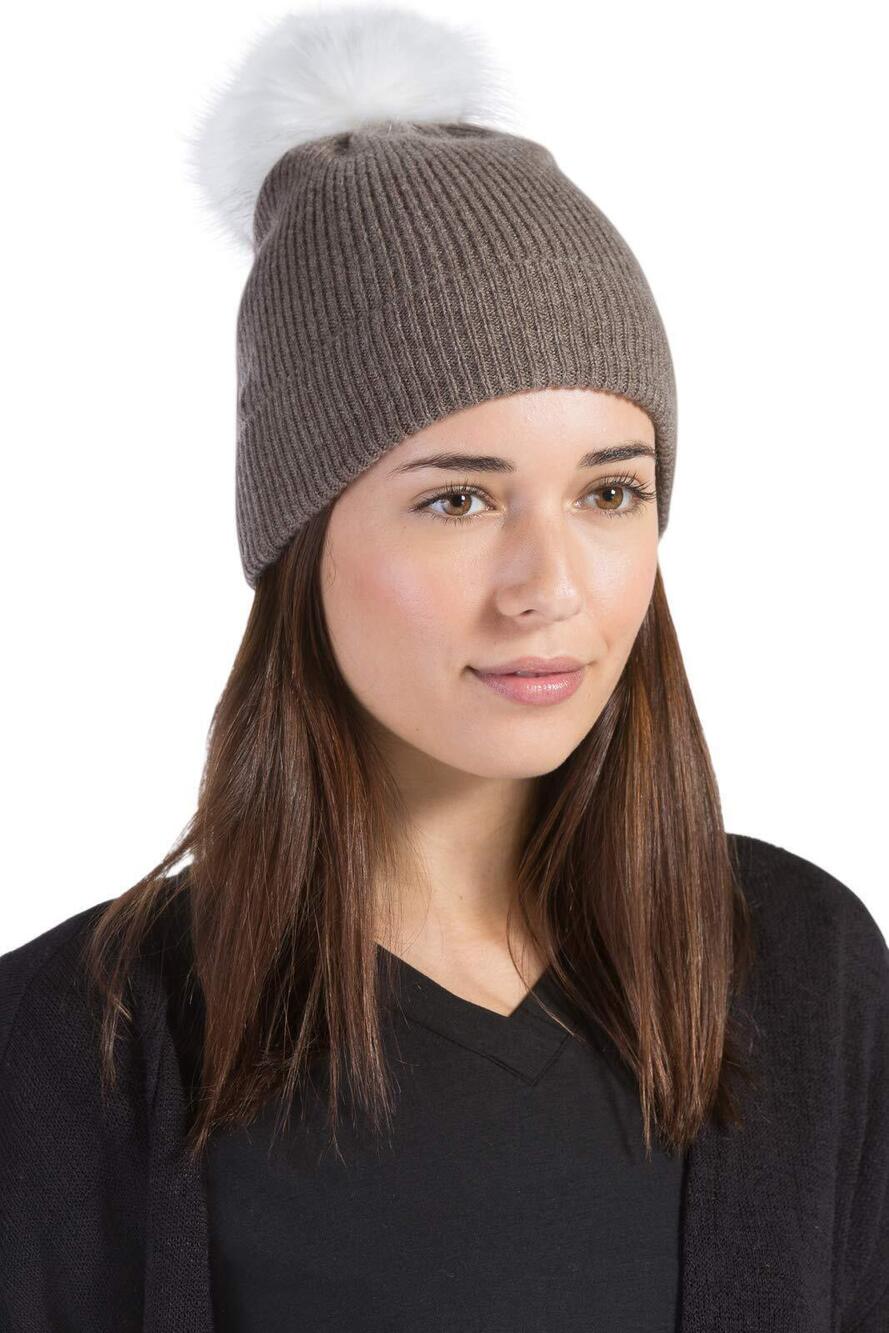 3235 100% Cashmere Cuffed Beanie Cappucinno